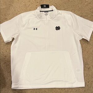 Under Armour White Men's zip Polo with Notre Dame Logo